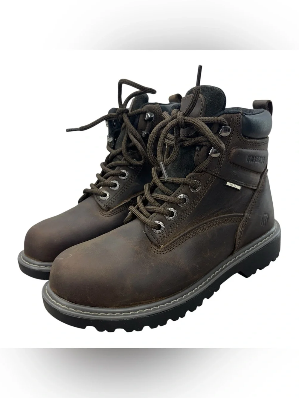 Wolverine Brown Leather Lace-Up Work Boots